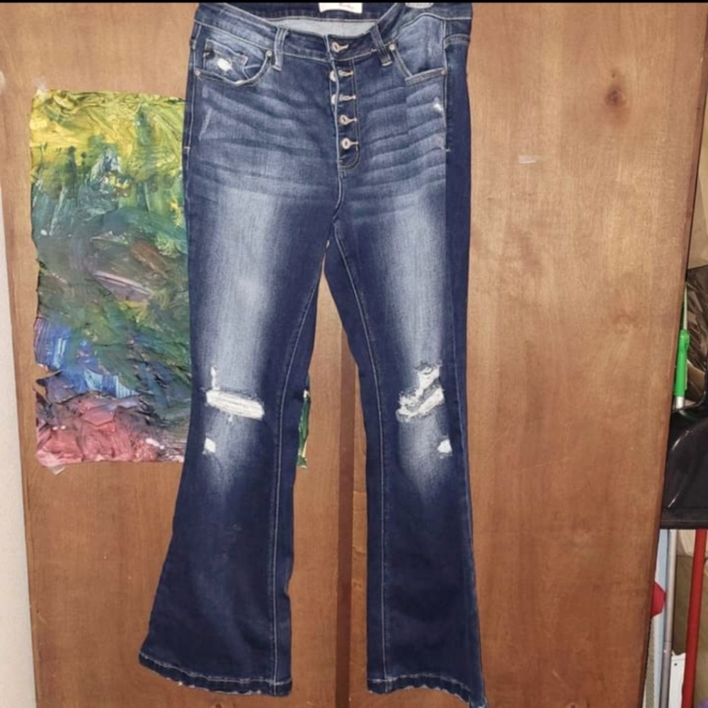 Cancan wide leg button front jeans